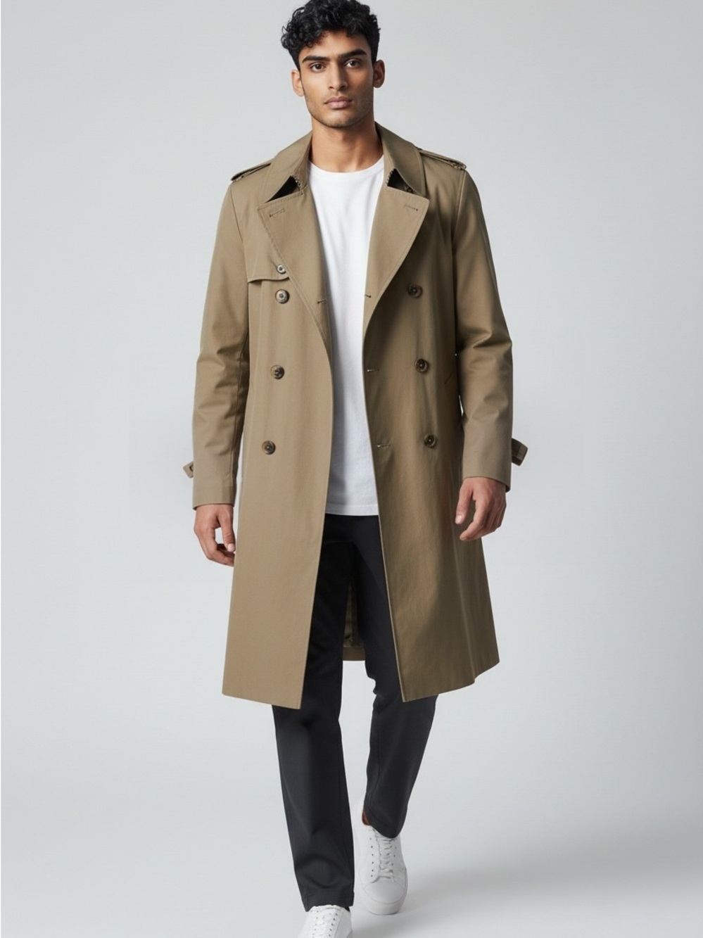 London Fog Tan Double-Breasted Men’s Trench Coat